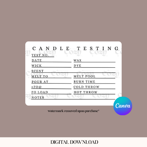 Candle Testing Label Template | 3" x 2" | Canva Editable