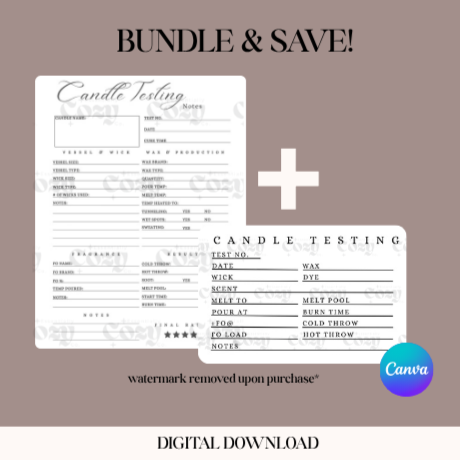 Candle Testing Label & Notes Template Bundle | Editable Canva Templates